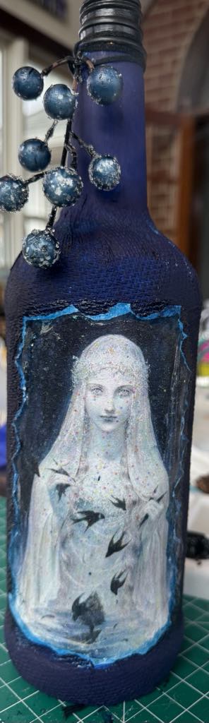 White Veiled Woman Blue